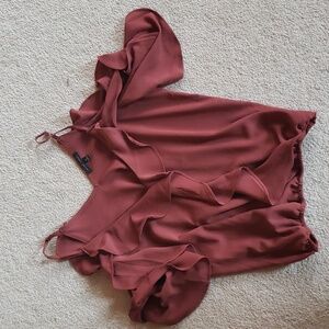 Moa moa peek shoulder flowy crop top, color rust, size M